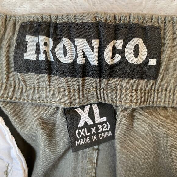 Iron Co. Cargo Pants Men XL Green Gorpcore Pull On Drawstring Leg Stretch NWT - Picture 4 of 12